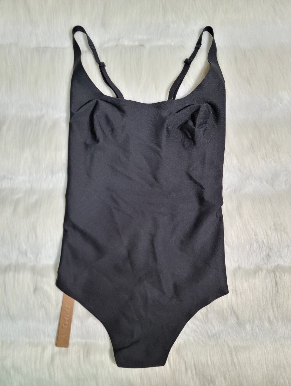 SKIMS Body Scoop Low Back Thong Bodysuit Black Onyx Women Small NEW